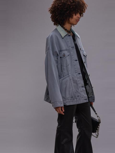 R13 LACEY TRUCKER JACKET - FADED STEEL BLUE CANVAS