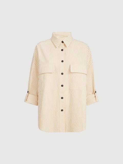 Brunello Cucinelli Techno cotton striped seersucker shirt with monili