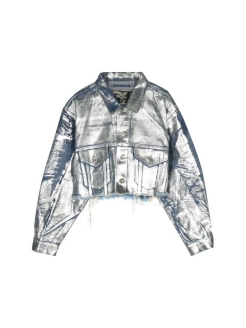 foiled cropped denim jacket