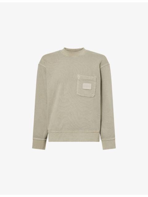EMPORIO ARMANI Logo-Embroidered Patch-Pocket Cotton-Jersey Sweatshirt