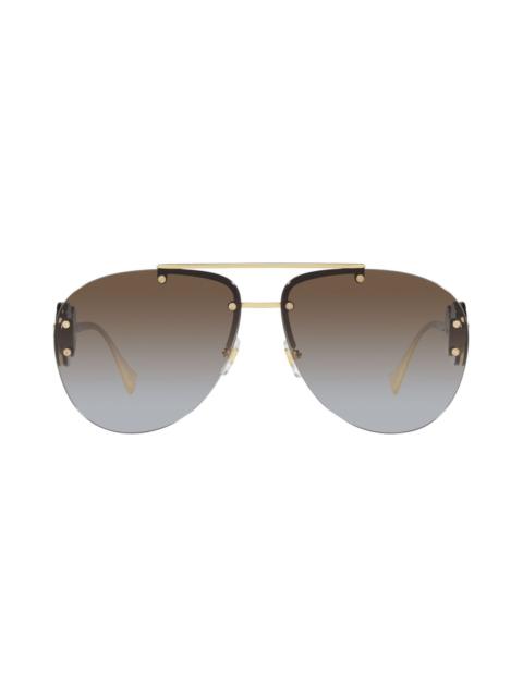 Versace 63mm Oversize Gradient Aviator Sunglasses in Gold at Nordstrom