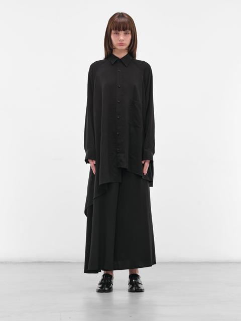 Yohji Yamamoto Black Raglan Draped Asymmetric Shirt