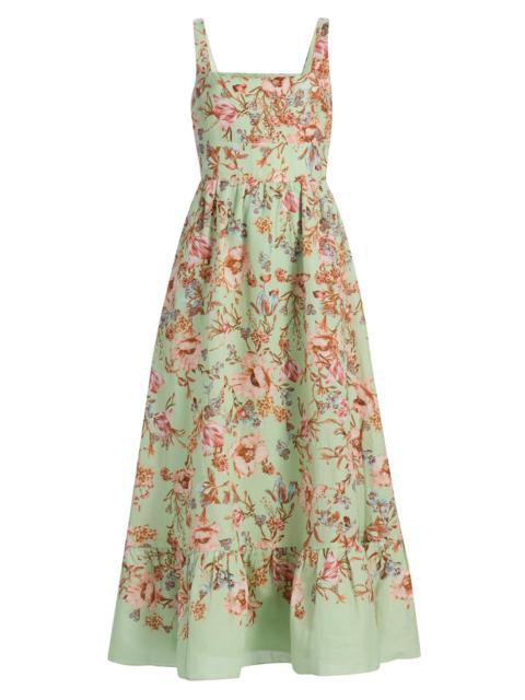 HEMANT & NANDITA Women's Floral Corset Linen-Cotton Maxi Dress - Green