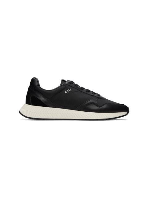 BOSS Black Leather & Canvas Sneakers