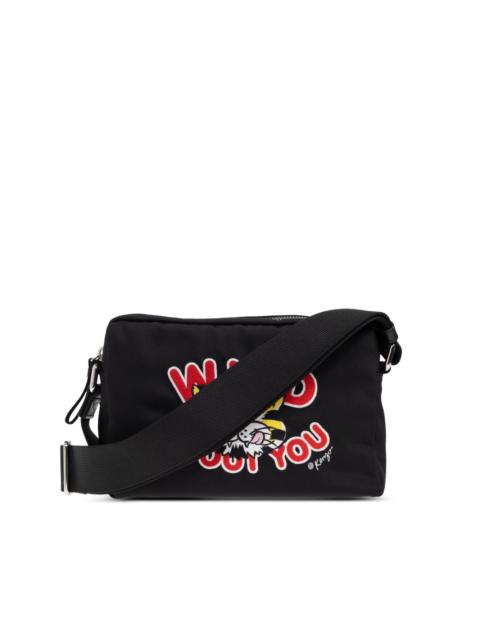 KENZO graphic-embroidered messenger bag