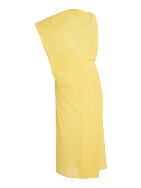JACQUEMUS The Draped Cotton-Blend Dress yellow