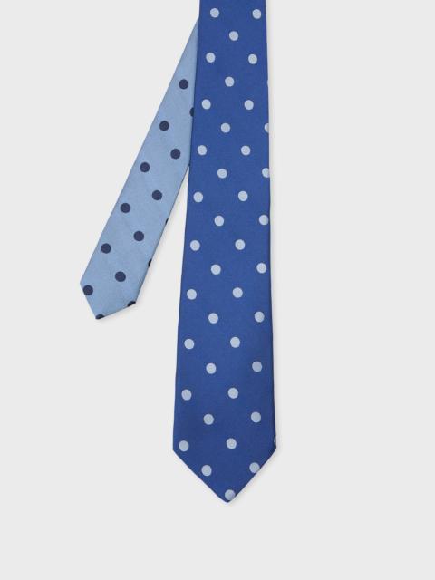 Paul Smith Blue Two-Tone Polka Dot Silk Tie
