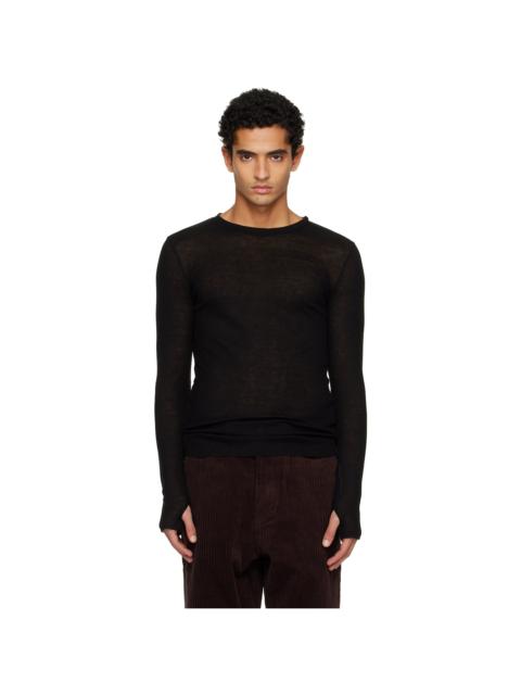 Tonywack Black Sheer Wool Ribbed Knit T-shirt