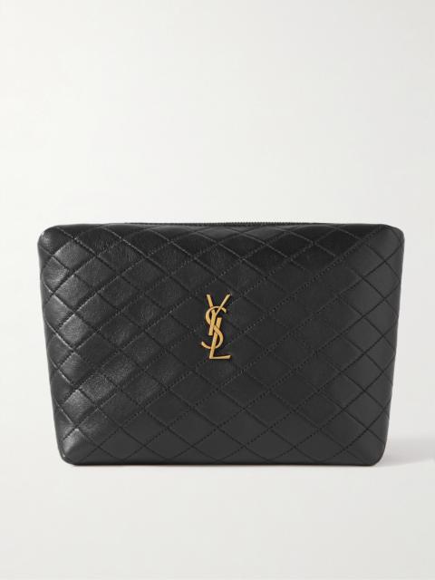 SAINT LAURENT Quilted Textured-leather Pouch