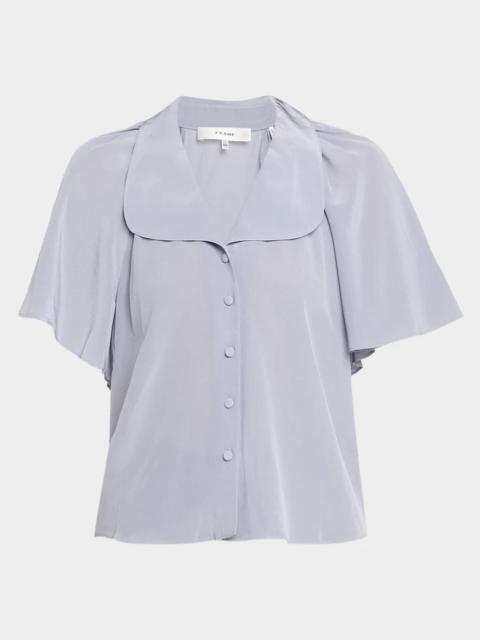 FRAME Silk Peter Pan-Collar Gala Shirt