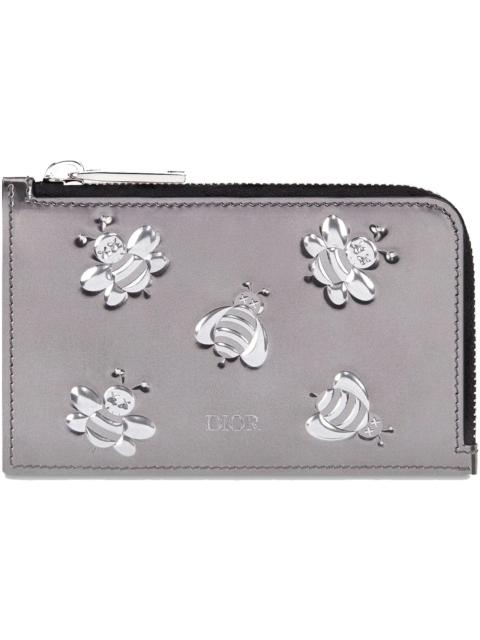 Dior Dior x Kaws Zipped Card and Coin Holder Bee Print Silver