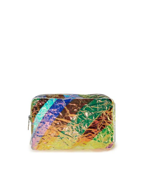 Iride-print iridescent make-up bag