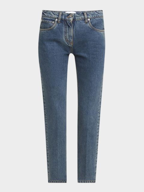 FERRAGAMO Laser Stone Washed Denim Slim-Leg Ankle Jeans