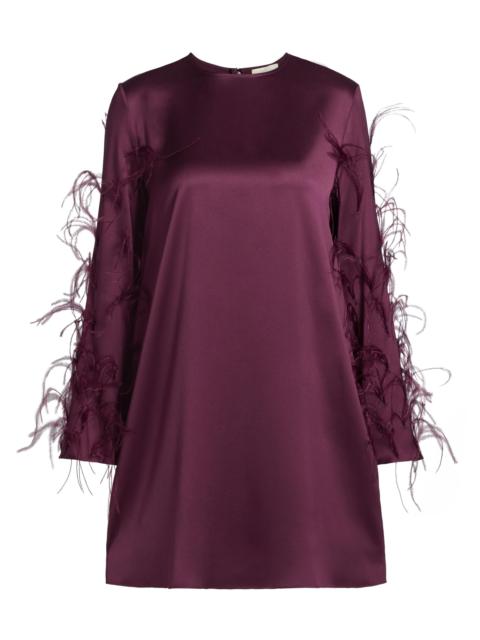 LAPOINTE Women's Feather Embellished Satin Shift Minidress - Mulberry