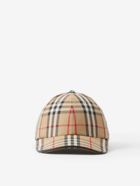 Burberry Embroidered Logo Vintage Check Cotton Baseball Cap