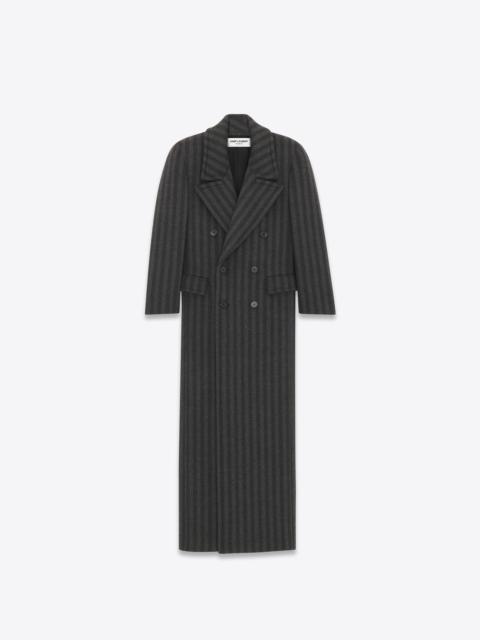 SAINT LAURENT oversized coat in striped wool