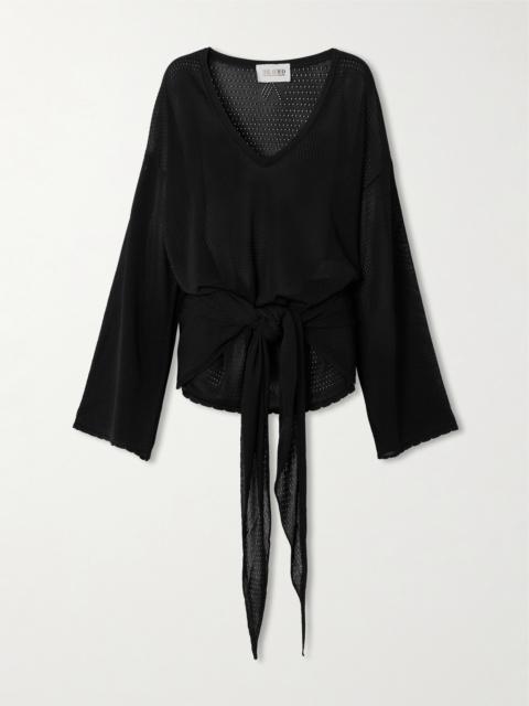 THE ATTICO Tie-detailed Pointelle-knit Coverup