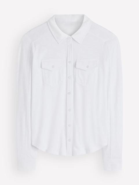 BODEN Seam Detail Jersey Shirt-White