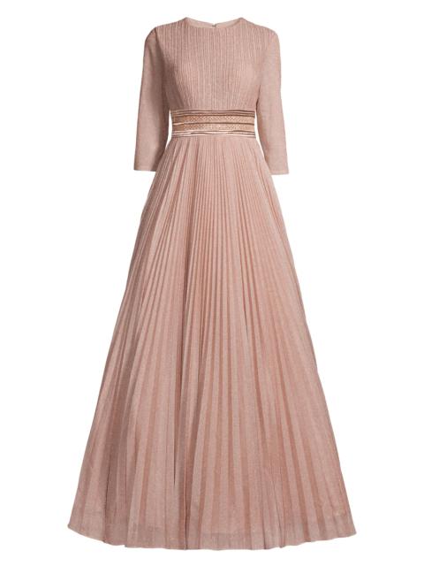MAC DUGGAL Women's Shimmering Pleated A-Line Gown - Rose Gold