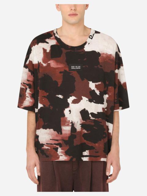 Dolce & Gabbana Camouflage-print cotton t-shirt with patch