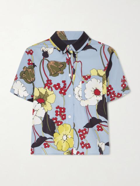 Marni Cropped Floral-print Cotton-poplin Shirt