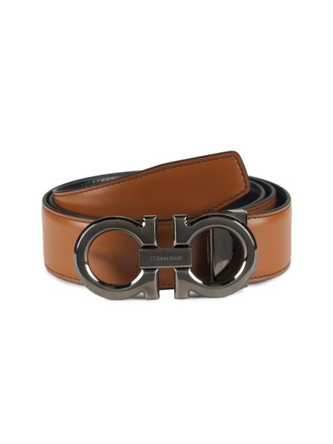 FERRAGAMO Men's Gancini Cut-to-Size Reversible Leather Belt - New Vicuna Nero