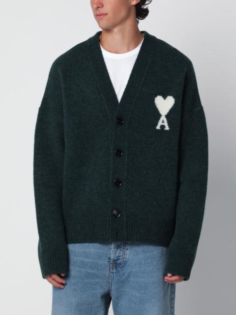 AMI Paris Bottle green Ami de Coeur cardigan in alpaca blend