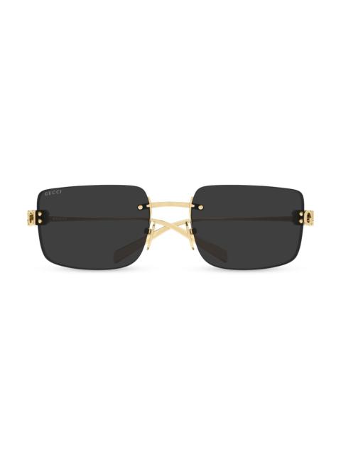 GUCCI Women's Block Bending 61MM Rectangular Sunglasses - Gold Black