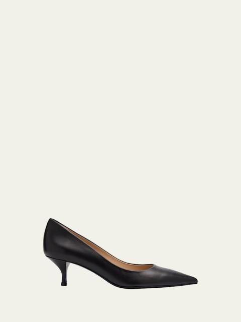 Stuart Weitzman Stuart Leather Kitten-Heel Pumps