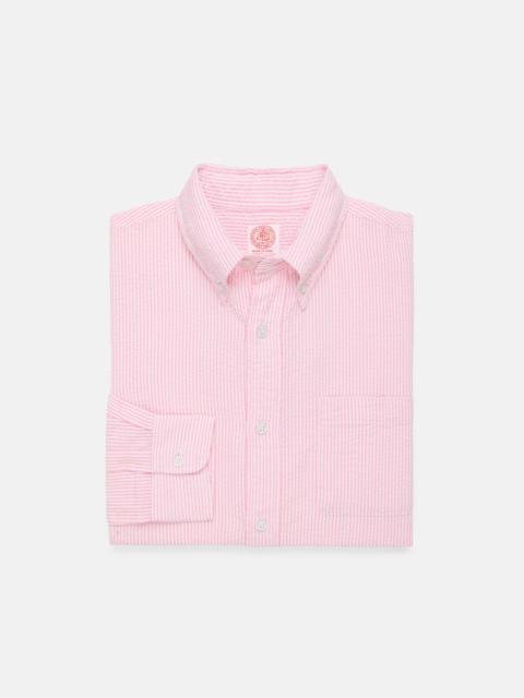 J. PRESS PINK & WHITE STRIPE SEERSUCKER SPORT SHIRT