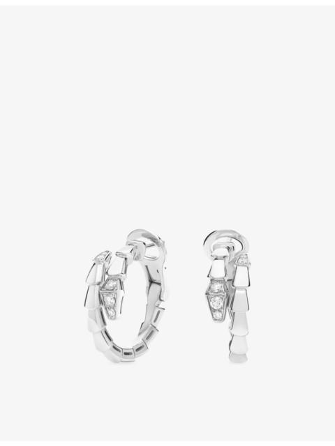 BVLGARI Serpenti Viper 18ct White Gold And 0.18ct Diamond Hoop Earrings