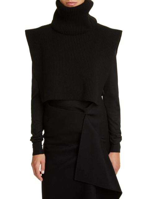 Eppie Strong Shoulder Cashmere Turtleneck Sweater