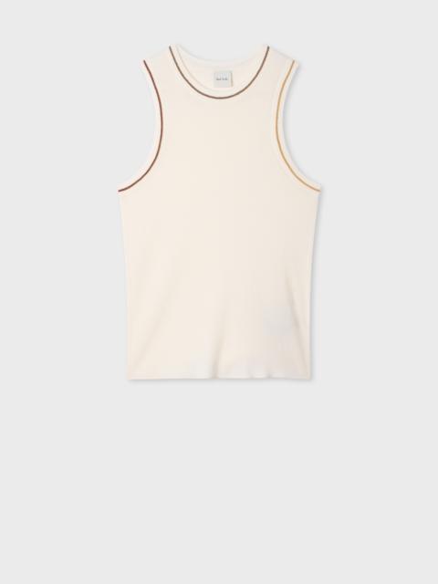 Paul Smith Women's Ecru Wool-Silk Knitted Vest with Contrast Stitching