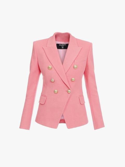 Balmain Pink cotton blazer with double-breasted gold-tone buttoned closure