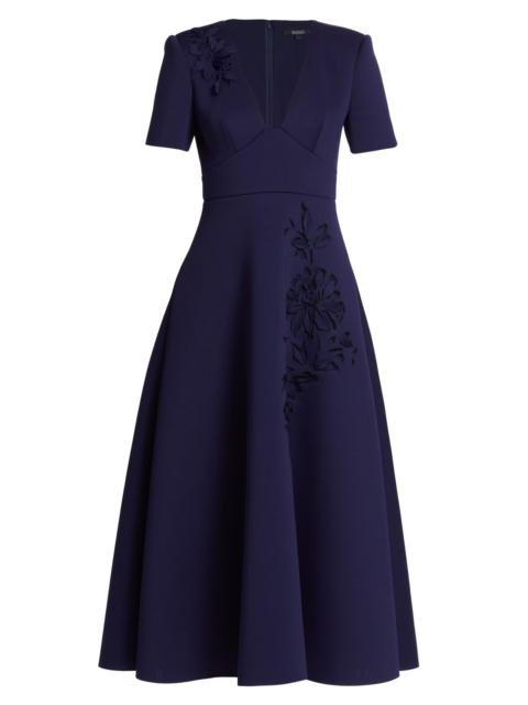 BADGLEY MISCHKA Women's Laser-Cut Floral Fit-&-Flare Dress - Navy