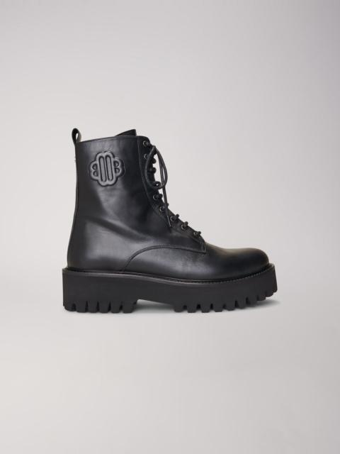 maje Black leather lace-up boots