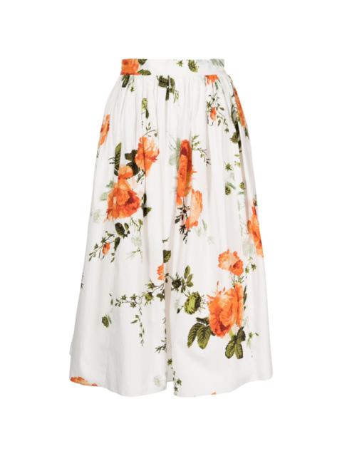 Erdem floral-print poplin skirt
