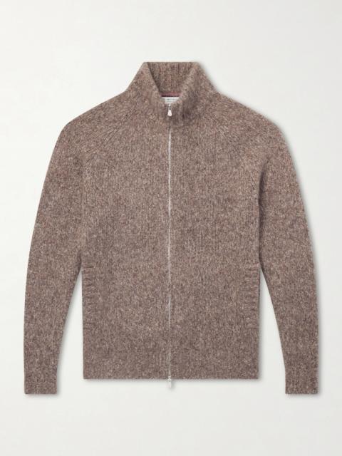 Brunello Cucinelli Brushed Cashmere and Silk-Blend Zipped Sweater