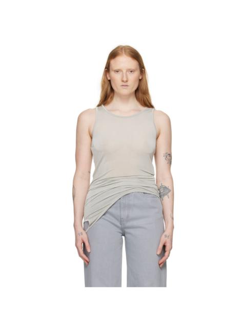 AMOMENTO Gray Sheer Tank Top