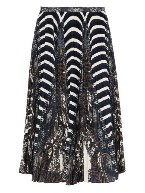 ULLA JOHNSON paisley-striped pleated skirt