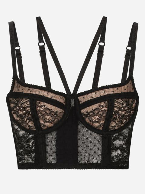 Lace lingerie bustier with straps