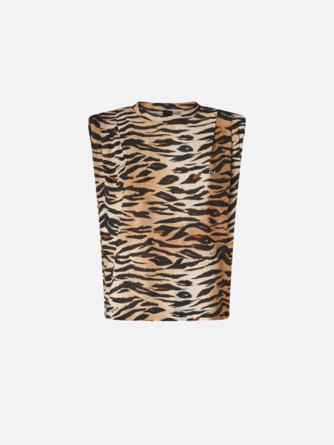 SLEEVELESS SWEATER WITH TIGER PRINT