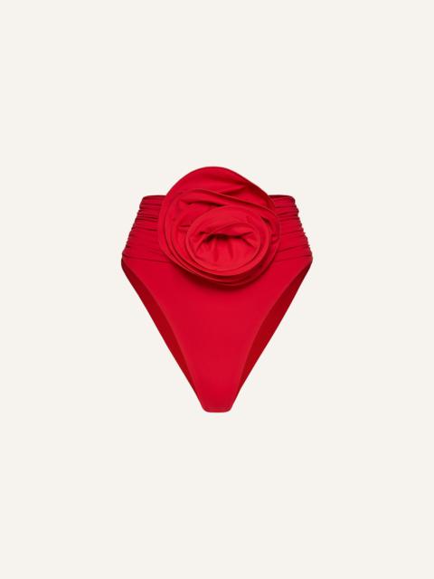 MAGDA BUTRYM Classic high waist flower swim bottom in red