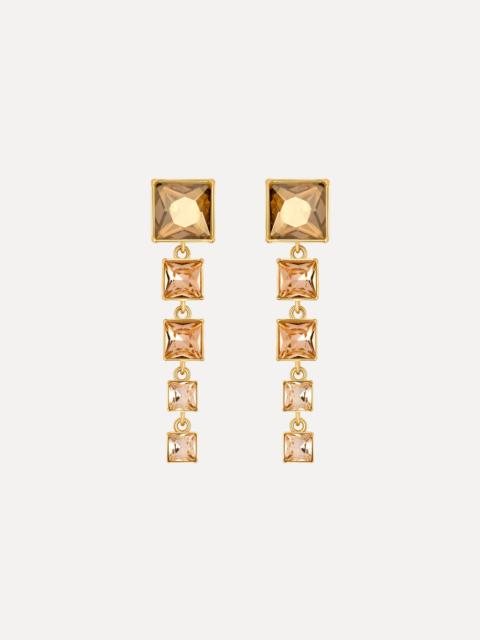 Oscar de la Renta SQUARE-CUT RHINESTONE DROP EARRINGS