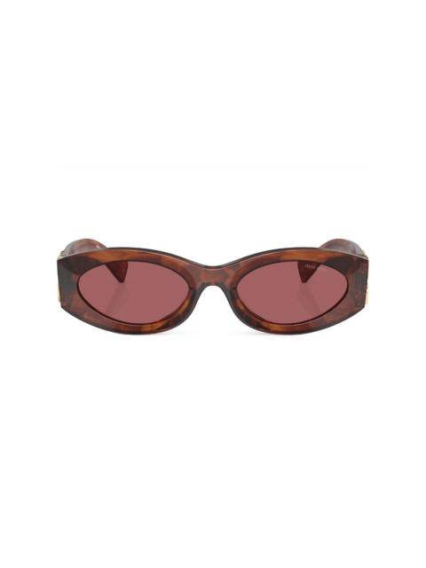 logo-lettering oval-frame sunglasses