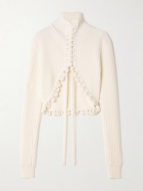 Alaïa Lace-up Ribbed Wool Sweater