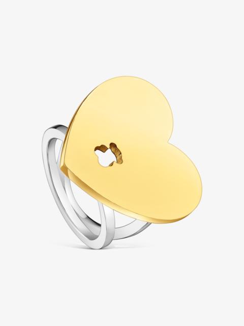 TOUS Two-tone steel Ring with heart charm TOUS Charming