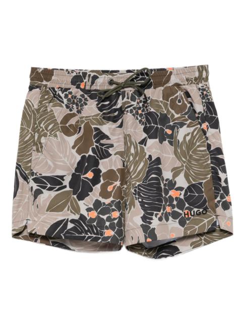 HUGO floral-print swim shorts