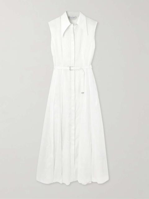 Durand belted pleated linen dress