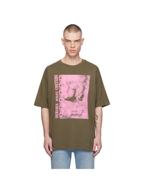 VERSACE JEANS COUTURE Khaki Screen-Printed T-shirt